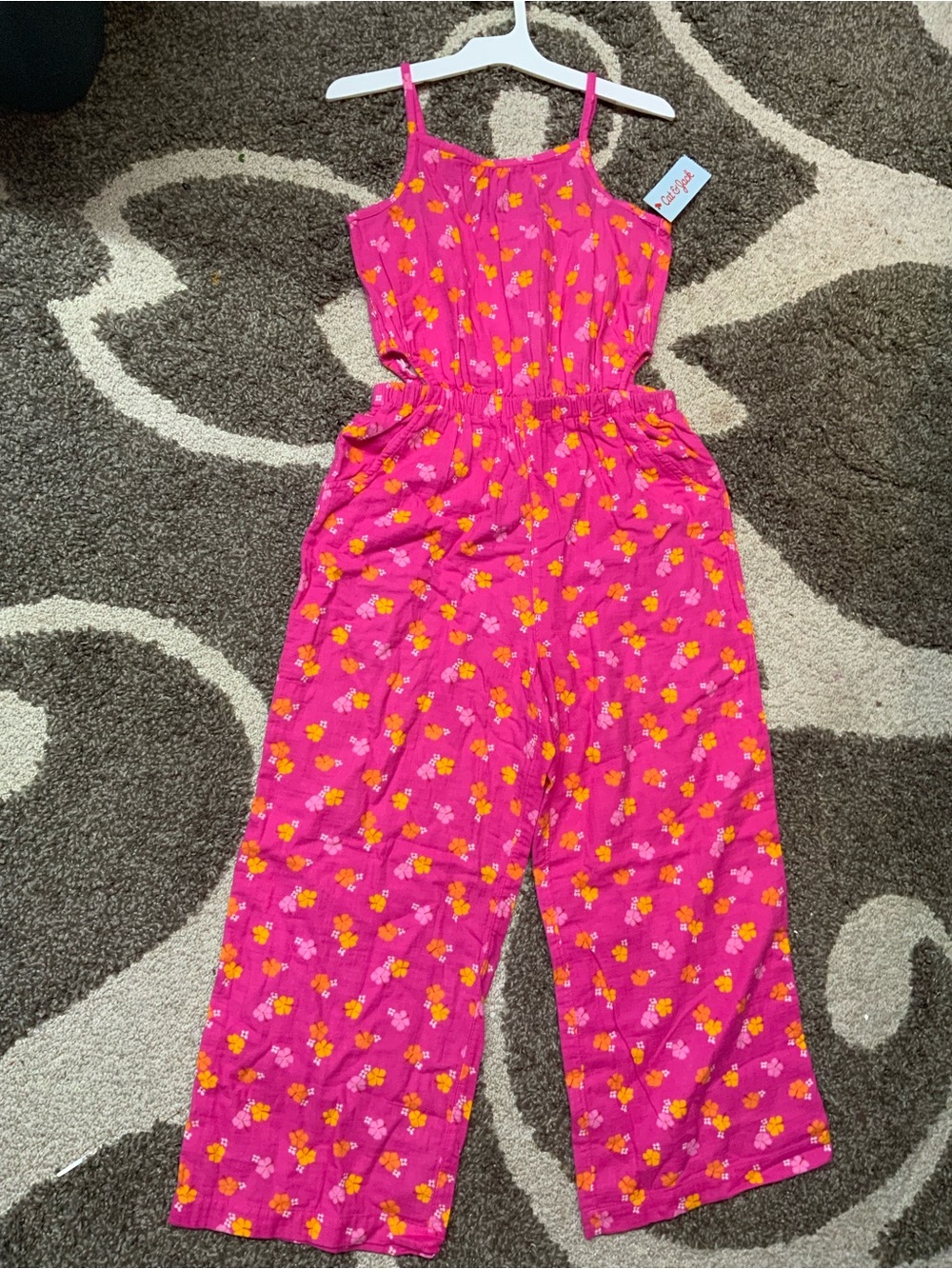 Cat & Jack Hot Pink Floral One-Piece Jumpsuit